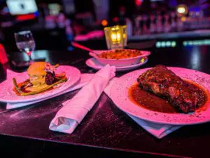 Delicious meal with ribs and sides