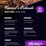Rachel's Orlando restaurant menu details
