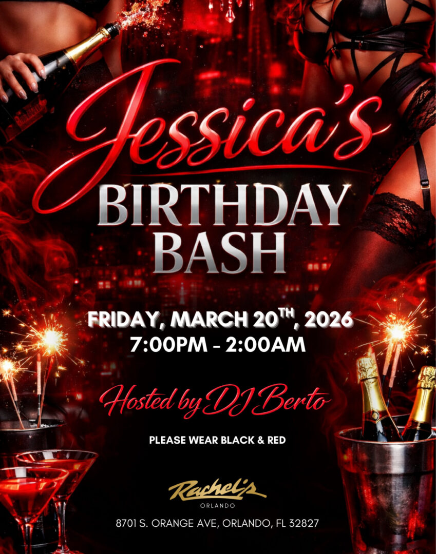 Red and black themed birthday celebration flyer
