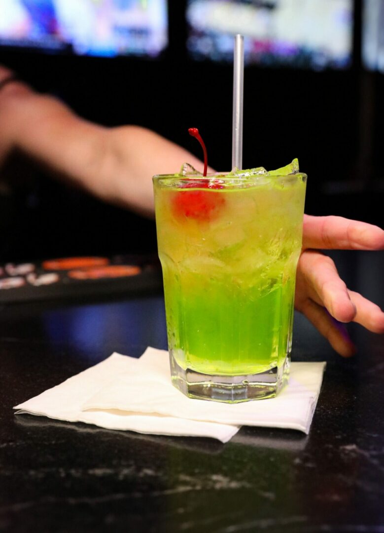 Refreshing summer drink on bar counter