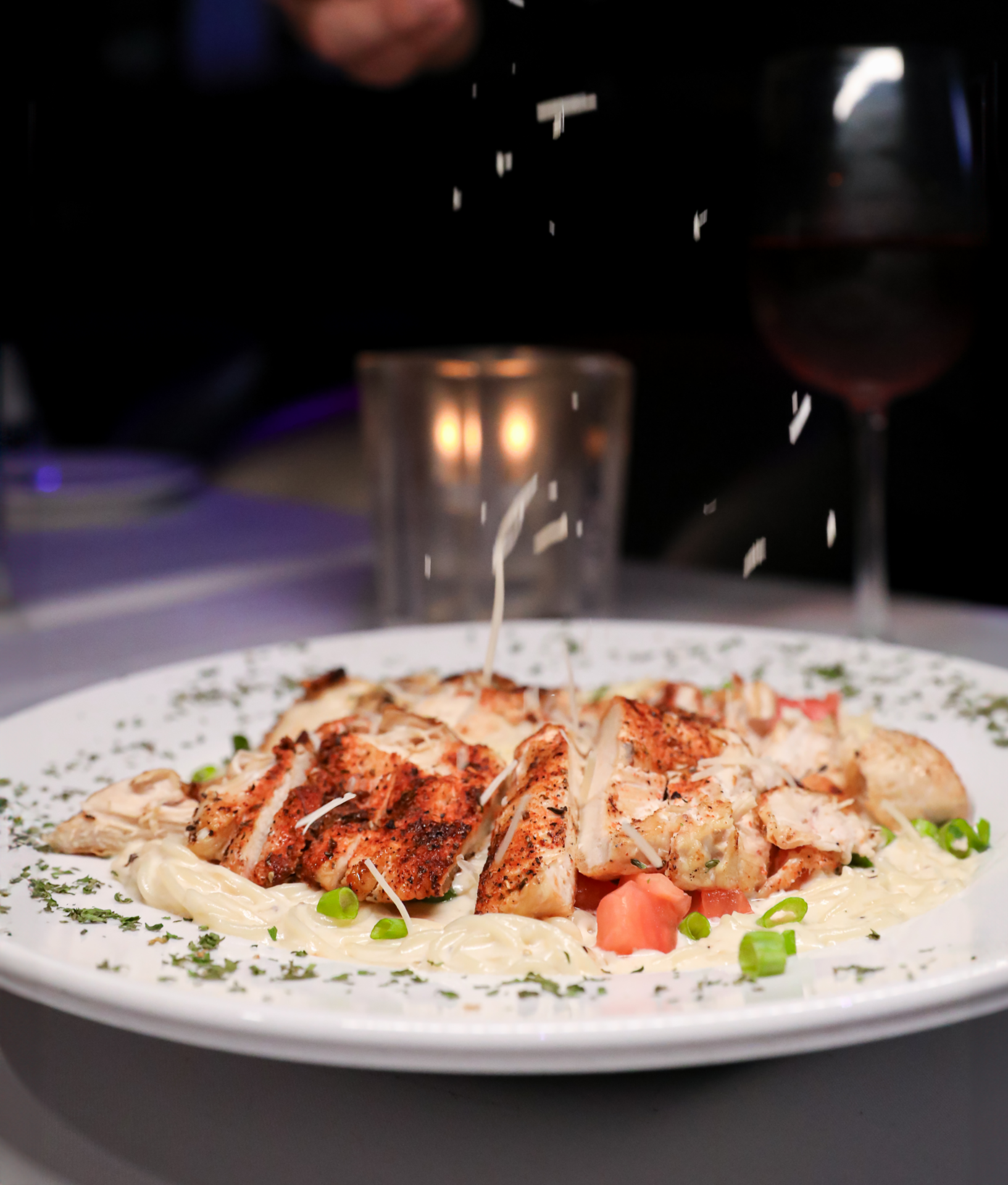 Grilled chicken pasta with parmesan