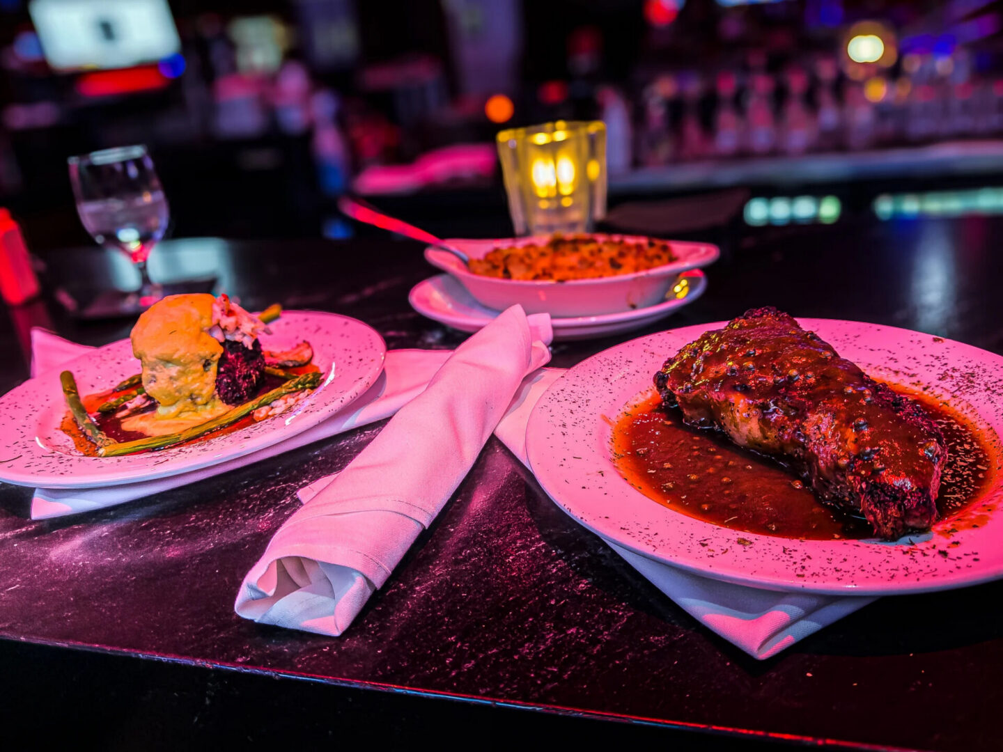 Delicious meal with ribs and sides
